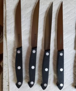HENCKELS Prime Razor-Sharp Steak Knife Set of 4, German Engineered Informed by 100+ Years of Mastery,Black 28 81met6aknLL