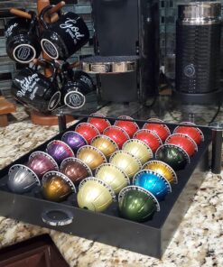 DecoBrothers Crystal Tempered Glass Vertuo Pod Holder Drawer, 24 Large or 48 Small Nespresso Capsule Organizer 48 pcs Capacity Black 39 81mfvtsMwwL