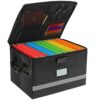 EXLIFBAG File Organizer, Fireproof File Box with Lids, Important Document Organizer Box with Lock, Portable File Folder Organizer with Handle Black 1 Layer 25 81mgEHVoH1L