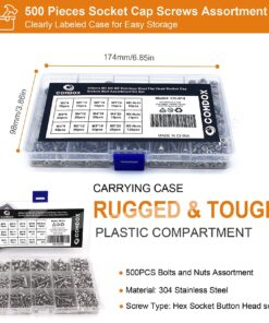 Comdox 500Pcs M3 M4 M5 Stainless Steel Button Head Hex Socket Head Cap Bolts Screws Nut Assortment Kit 14 81mgIxYhzRS