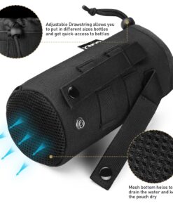 Gonex Tactical MOLLE Water Bottle Pouch, Drawstring Open Top & Mesh Bottom Travel Water Bottle Bag Hydration Carrier Black 32 81mgh9lG8yL 1