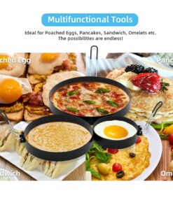 Alternative view of Ameupin 8" Omelet Ring, 6" Pancake Ring, 3.5" Egg Ring for Griddle Frying Eggs (Upgrade Large 3 Pack Stainless Steel Non Stick Round Cooking Rings Molds with Oil Brush and Egg Separator) Egg Ring & Pancake Ring & Omelet Ring