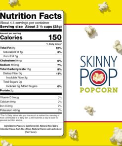 SkinnyPop White Cheddar Popcorn, 4.4oz Grocery Sized Bag, Skinny Pop, Healthy Popcorn Snacks, Gluten Free 11 81mjh4NHcML