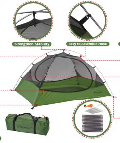Clostnature Lightweight Backpacking Tent - 3 Season Ultralight Waterproof Camping Tent, Large Size Easy Setup Tent for Family, Outdoor, Hiking and Mountaineering Green 2 Person 30 81mkYbeFTL 1