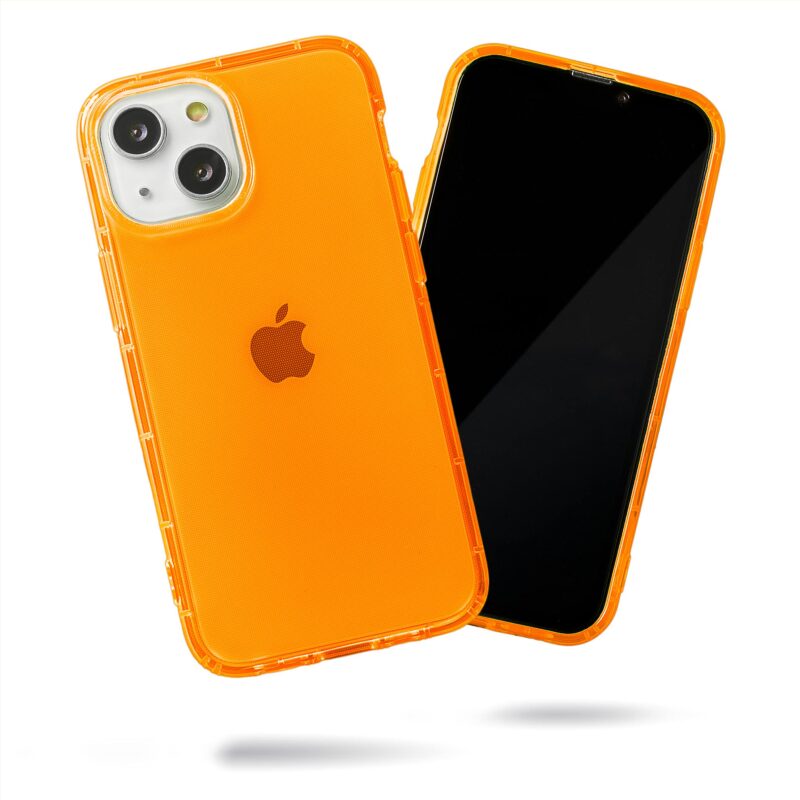 SteepLab Neon Highlighter Case for iPhone 13 Mini (2021, 5.4" Screen) - The Grippy Jelly Case w/Protective Air Pockets (Intense Bright Orange) Intense Bright Orange