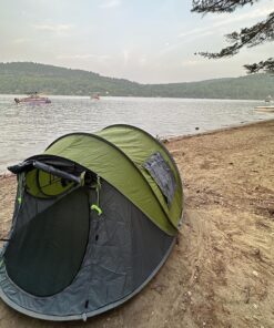 4 Person Easy Pop Up Tent Waterproof Automatic Setup 2 Doors-Instant Family Tents for Camping Hiking & Traveling Green & Grey 110*78*51'' 47 81mljggJ51L