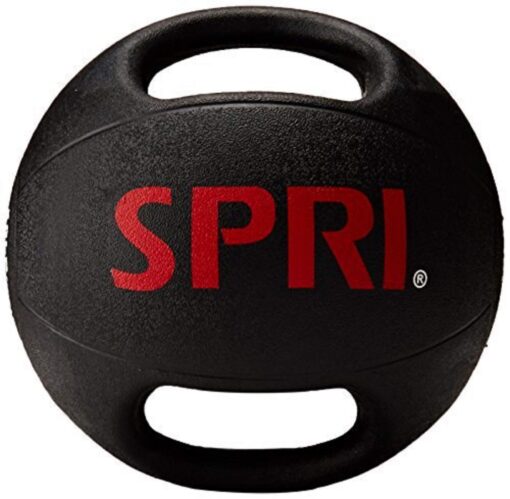 SPRI Xerball Medicine Ball with Handles - Weighted Ball for Exercise (6 lbs, 8, 10, 12, 14, 16, 18, 20 Pounds) - Med Ball for Abs, Core, Crossfit, Strength Training B) 8-Pound (Black)