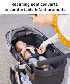 Graco Modes Pramette Travel System, Includes Baby Stroller with True Pram Mode, Reversible Seat, One Hand Fold, Extra Storage, Child Tray and SnugRide 35 Infant Car Seat, Ellington Modes Pramette w/ Infant Pramette Mode 31 81monlLYD0L