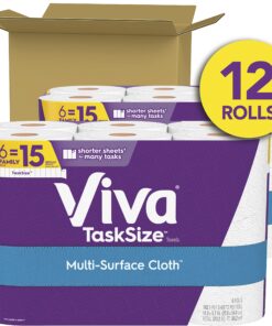 Viva Multi-Surface Cloth Paper Towels, Task Size - 12 Family Rolls (2 Packs of 6 Rolls) = 30 Regular Rolls (143 Sheets Per Roll), 286 Count (Pack of 6) 20 81msvKDB0CS