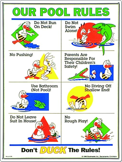 Poolmaster Sign for Residential or Commercial Swimming Pools, Our Pool Rules Duck Animation 18" x 24" 18" x 24"