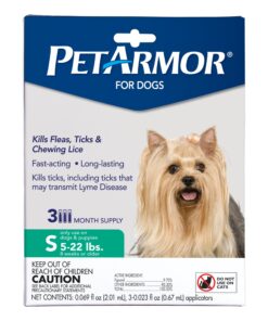 PetArmor for Dogs, Flea and Tick Treatment for Small Dogs (5-22 Pounds), Includes 3 Month Supply of Topical Flea Treatments 3 Count 5-22 lbs 30 81mtNtZ3aL
