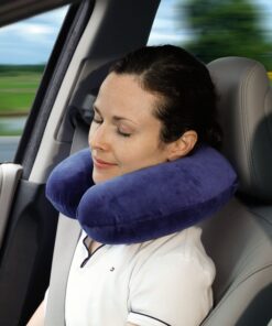 TravelMate Memory Foam Neck Pillow - Adjustable Thickness for Best Comfort, Dark Blue 26 81mtoN3VBsL
