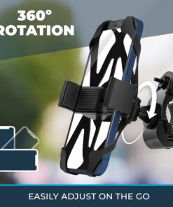 Roam Bike Phone Mount - Motorcycle Phone Mount- 360° Rotation with Universal Handlebar Fit for Bikes, Motorcycles, Scooters, Strollers - Mount Compatible w/All iPhone & Android Phones 4.5" to 6.7" Matte Black 25 81mu0zTw7ZL