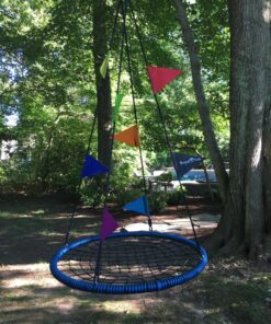 Royal Oak Giant 40" Spider Web Tree Swing, 600 lb Weight Capacity, Durable Steel Frame, Waterproof, Adjustable Ropes, Bonus Flag Set and 2 Carabiners, Non-Stop Fun for Kids (Blue) Blue 41 81mwl1JIawL