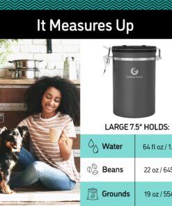 Coffee Gator Stainless Steel Canister - Medium 16oz, Silver Coffee Grounds and Beans Container with Date-Tracker, CO2-Release Valve, and Measuring Scoop - Ideal Coffee Lovers Gifts for Her 15 81mxpQFIMwL 2