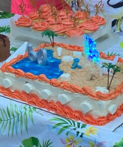 DecoSet® Beach Chair and Umbrella Tropical Beach Cake Decoration, 6 Piece Cake Topper Set, Palm Trees, Deck Chair, Beach Umbrella, Sand Castle and Bucket, Food Safe, Beach Chair & Umbrella DecoSet 33 81myIqb005L 2