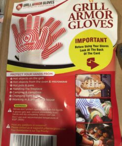 GRILL ARMOR GLOVES – Oven Gloves 932°F Extreme Heat & Cut Resistant Oven Mitts with Fingers for BBQ, Cooking, Grilling, Baking – Accessory for Smoker, Cast Iron, Fire Pit, Camping, Fireplace and More One Size Fits Most Gray 26 81myJP7aGPL