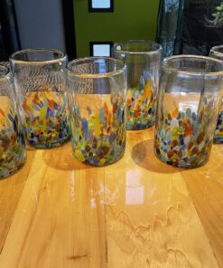 NOVICA Artisan Crafted Recycled Hand Blown Glass Water Glasses, Multicolor, 14 Oz, 'Confetti' (Set Of 6) 26 81myjsmtLmL