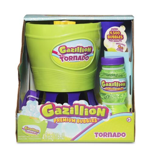 Gazillion Tornado Bubble Machine - Kids Bubble Blower - Blows 4500 Bubbles per Minute - Ideal for Outdoor Fun & Parties - Includes 4 oz. Gazillion Bubble Non-Toxic Solution Green