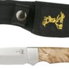 Elk Ridge - Outdoors Fixed Blade Hunting Knife - 8 in Overall - Mirror Polished Blade with Burl Wood Handle, Nylon Sheath - Full Tang Bowie Knife - ER-107 8 81n lU0R26L
