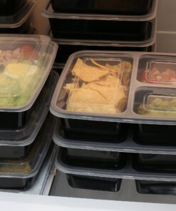 30 Value Pack - SimpleHouseware 3 Compartment Reusable Meal Prep Food Storage Container Lunch Boxes, Stackable and Dishwasher, Microwave, Freezer Safe (36 ounces) 30 Pack 21 81n1DK1tjOL