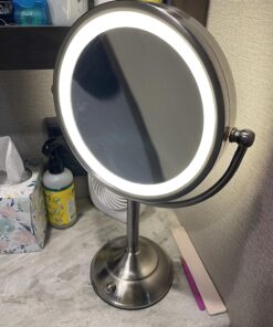 VESAUR Professional 8.5" Large Lighted Makeup Mirror Updated with 3 Color Lights, 1X/10X Magnifying Swivel Vanity Brightness Dimmable Cosmetic Mirror with 48 Premium LED Lights, Senior Pearl Nickel X-Large 40 81n1T4WuJ3L