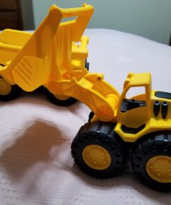 Amazon Basics Toy Construction Vehicle Set, Dump Truck and Bulldozer, Indoor/Outdoor, 10-Inch, Pack of 2, Yellow, 10.25" x 12" x 5.75" 68 81n1hrDfhL