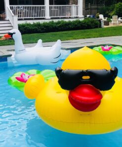 Game 5000-BB Giant Derby Float, Fun Rubber Duck, Quick-Fill Valves Pool Rafts & Inflatable Ride-ons, 300 lb Capacity, Built-In Cup Holders, 81” L x 76” W x 44” T Without Pump 31 81n2qtW7uAL