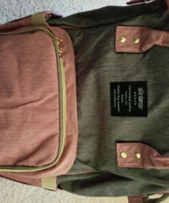 QIMIAOBABY Diaper Bag Backpack,Waterproof Multifunctional Large Travel Nappy Changing Bags… (Pink with gray) Pink With Gray 45 81n2zRKUwEL