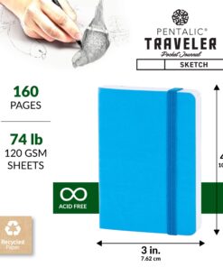 Pentalic 3 x 4" Pocket Sketchbook Traveler Journal, 160 Pages, Bright Blue 9 81n3XkueRTL