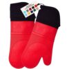 HOMWE Extra Long Professional Silicone Oven Mitt, Oven Mitts with Quilted Liner, Heat Resistant Pot Holders, Flexible Oven Gloves, Red, 1 Pair, 14.7 Inch 14 81n4neJ0uL
