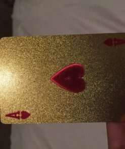 Deck of 24k Gold Foil Plating Poker Plastic Playing Cards with Mahogany Wood Box Includes Certificate of Authenticity Double Sided Color Printed Rendered Etching $100 Benjamin Franklin Logo Design 25 81n5DAxyXZL