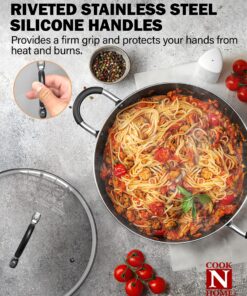 Cook N Home Pots and Pans Nonstick Kitchen Cookware Sets include Saucepan Frying Pan Stockpots 8-Piece, Heavy Gauge, Stay Cool Handle, Black 16 81n5Ebve26L