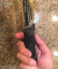 Smith & Wesson Border Guard 10in High Carbon S.S. Folding Knife with 4.4in Tanto Blade and Aluminum Handle for Tactical, Survival and EDC Partially Serrated Edge 46 81n5Z7pjKjL