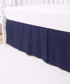 CaSaJa Classic Microfiber Crib Skirt with 2 Sides Pleated, Soft Breathable Dust Ruffle Fits Standard Crib and Toddler Bed, Navy Blue Color for Boys, 14 inches Drop, Navy 16 81n7xUVrcmL