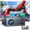 4K Support Projector with Wifi and Bluetooth, OWNKNEW Portable Mini Projectors for Outdoor Movies Use, Video Projector Compatible with TV Stick, Laptop, Smartphone, Xbox, PS5 Grey 65 81n9Iv3CtyL