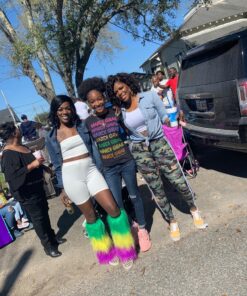 MARDI GRAS FURRY LEG COVERS Standard Size Purple / Yellow / Green 28 81n9f7TznxL