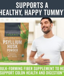 Viva Naturals Organic Psyllium Husk Powder (1.5 lbs) - Easy Mixing Fiber Supplement, Finely Ground & Non-GMO Powder for Promoting Regularity 1.5 Pound (Pack of 1) 25 81n9fWOtqsL