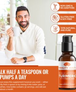 PURALITY HEALTH Liquid Turmeric Supplement, Fulvic Acid, Support Joint Health, Liposomal Enhanced Absorption, Vegan, Month Supply 20 81nAROZo8RL