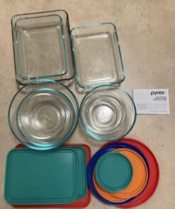 Pyrex Meal Prep Simply Store Glass Rectangular and Round Food Container Set (18-Piece, BPA-free), Multicolor 18 PC Set 46 81nBH 7gwTL