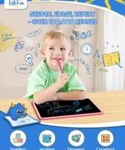 TEKFUN Kids Toys Gifts for 3+ Years Old Boys Girls Toddler, 12inch LCD Writing Tablet Erasable Drawing Tablet Writing Pads, Kids Travel Toys Boys Girls Birthday Gifts Age 3 4 5 6 7 (Pink) Pink 21 81nBSbwdB6L