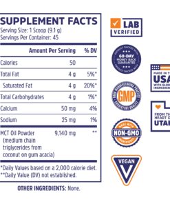 Alternative view of Zhou MCT Powder With Prebiotic Acacia Fiber | Zero Net Carbs | Keto Friendly Fat & Fiber Source | Easy To Digest | 45 Servings, 14.5 oz