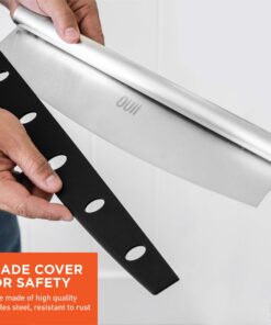OUII Pizza Peel Aluminum Metal Pizza Paddle - 12 x 14 inch. Pizza Cutter Rocker 14'' Blade Pizza Spatula for Pizza Stone, Pizza Oven Accessories. Pastry, Dough, Bread Peel and Rocker Knife Pizza Tools 12" X 14" NON-PERFORATED 27 81nDqp2hglL