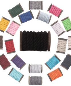 Ravenox Natural Twisted Cotton Rope | Made in The USA | Strong Triple-Strand Cordage for Sports, Décor, Pet Toys, Crafts, Macramé & Indoor Outdoor Use| by The Foot & Diameter (Multiple Color) Black 1/4 Inch x 10 Feet 11 81nELcieerL