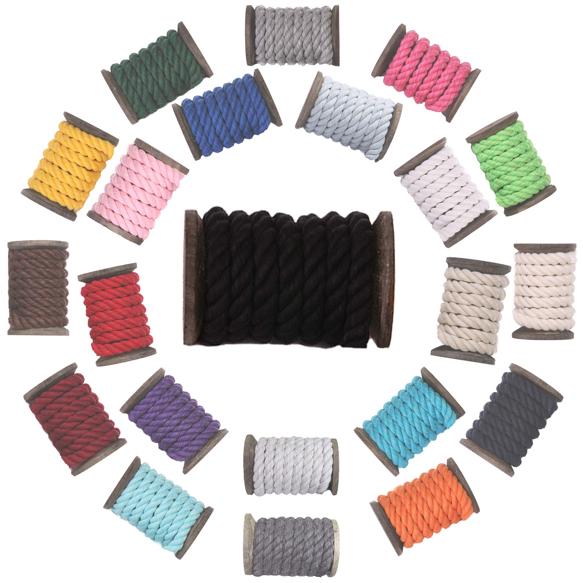 Ravenox Natural Twisted Cotton Rope | Made in The USA | Strong Triple-Strand Cordage for Sports, Décor, Pet Toys, Crafts, Macramé & Indoor Outdoor Use| by The Foot & Diameter (Multiple Color) Black 1/2 Inch x 100 Feet 3 Ravenox Natural Twisted Cotton Rope | Made in The USA | Strong Triple-Strand Cordage for Sports, Décor, Pet Toys, Crafts, Macramé & Indoor Outdoor Use| by The Foot & Diameter (Multiple Color) Black 1/2 Inch x 100 Feet - Image 3