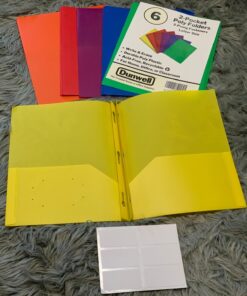 Colored 3-Prong Plastic Folders with Pockets (6 Pack, Assorted Colors), Folders with Labels, 2-Pocket School Folders , Pocket Folders with Fasteners, Tear-Resistant, Acid Free 6 Vibrant 6 Pack 21 81nEhRU4AL
