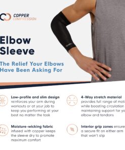 Copper Compression Elbow Brace for Tendonitis, Tennis Elbow & Golfer Elbow- Copper Infused Orthopedic Brace for Golfers, Arthritis, Bursitis. Fit for Men & Women - M Original Medium 26 81nGi6F1V1L