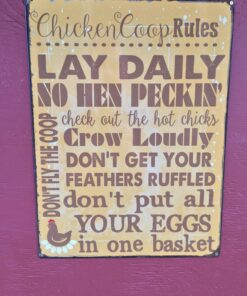 Alternative view of Chicken Coop Rules Metal Sign, Farm Living, Eggs, Hens, Roosters, Country Living, Rustic Decor 12"x16"