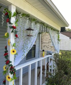 4Pcs 6.6Ft/Piece Artificial Flowers Silk Wisteria Garland-Dearhouse Artificial Wisteria Vine Rattan Silk Hanging Flower for Home Garden Outdoor Ceremony Wedding Arch Floral Decor (White) White 30 81nJ39qXoaL