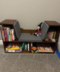 Amazon Basics Kids 4-Cube Bookcase With Reading Nook and 6 Shelves for Storage, Espresso, 11.8" D x 40.1" W x 24" H 34 81nJVagMzL